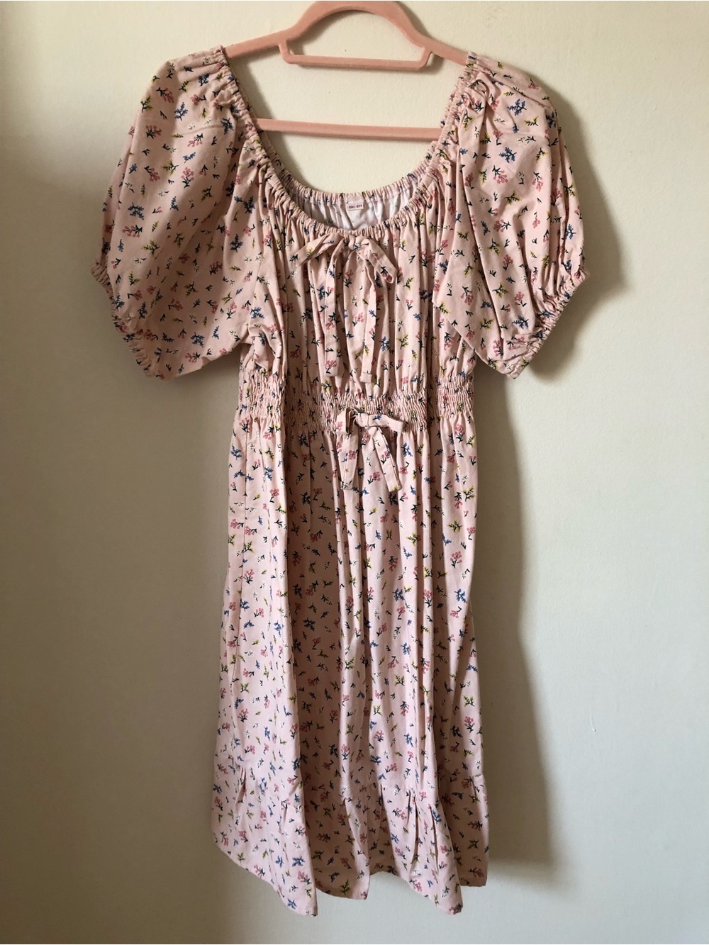 Handmade Rifle Paper Co. Cotton Smocked Waist Puff Sleeve Floral Dress